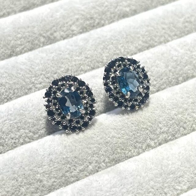 Silver earrings with topaz and black tourmaline